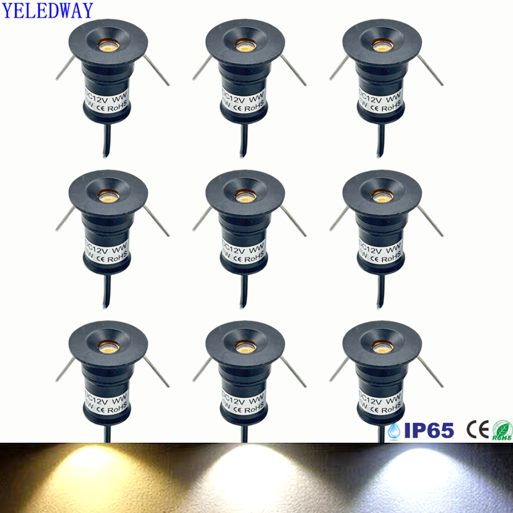 IP65 1W Mini LED Downlight Dimmable projecteur extérieur escalier armoire lumière 12V noir blanc argent coquille Spot lampe bateau éclairage