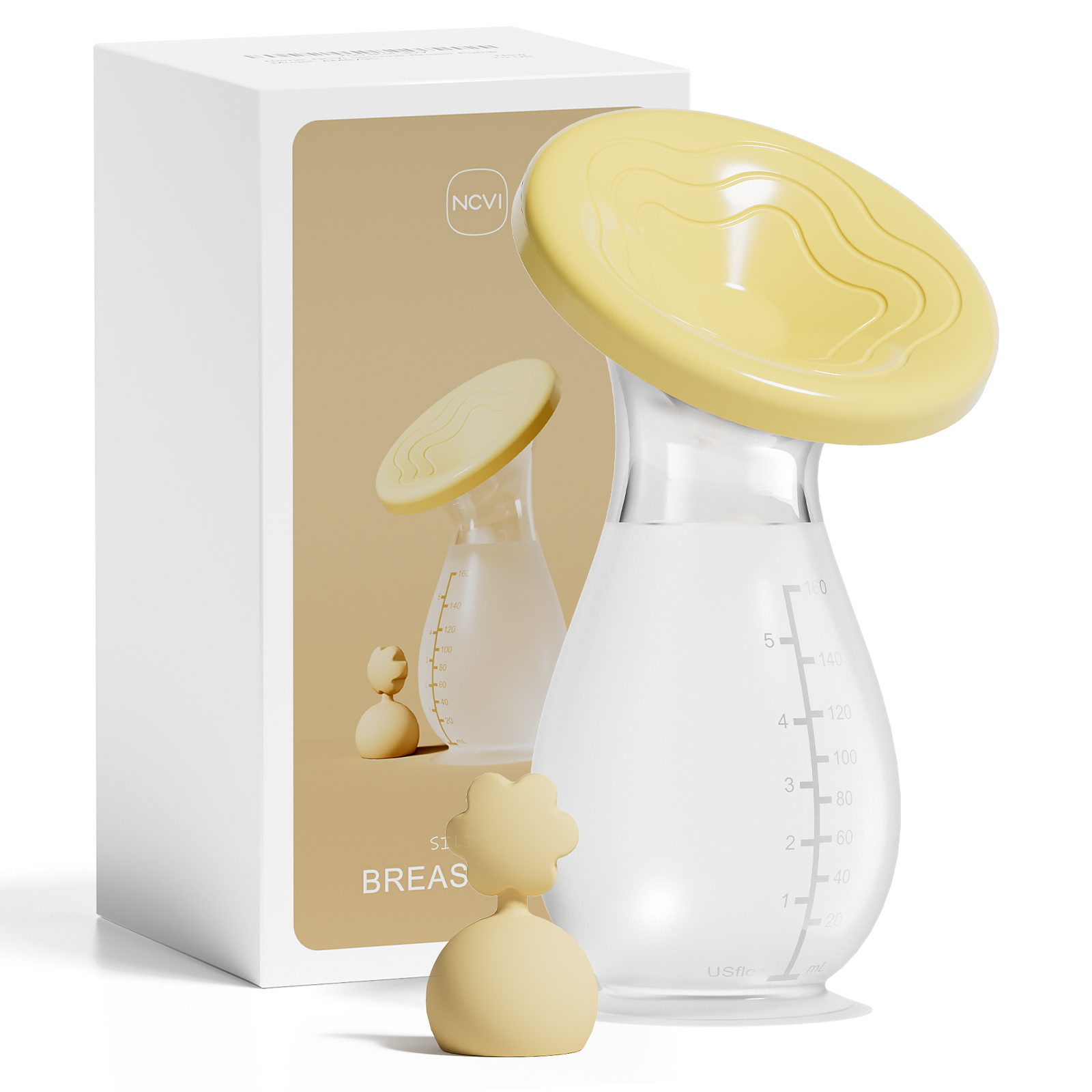 Colector de leche NCVI con base de succión, tapa y tapón a prueba de polvo, protector de leche de silicona de calidad alimentaria, 5 oz/160 ml