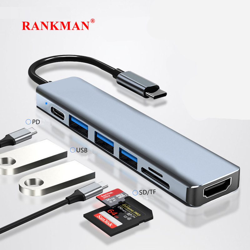 USB-C Hub naar 4K HDMI-compatibele USB 3.0 2.0 Type-C oplaadstation SD TF kaartlezer dock voor MacBook iPad Samsung S21 Dex TV muis