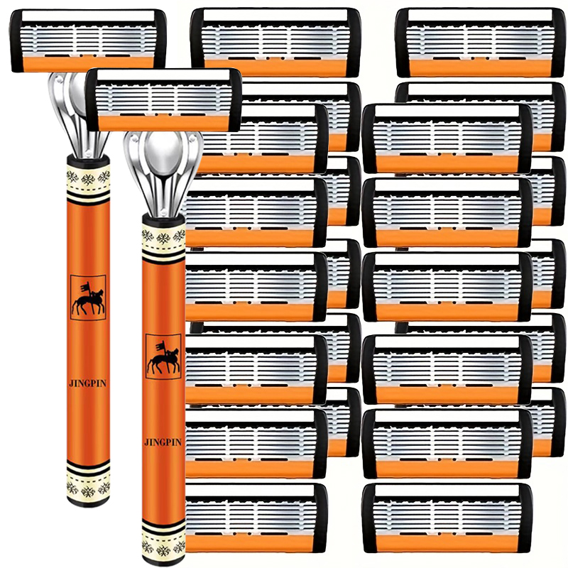 Lame de rasoir à 6 couches en acier inoxydable pour homme, rasoir classique lavé à l'eau, lame tranchante pour un rasage propre