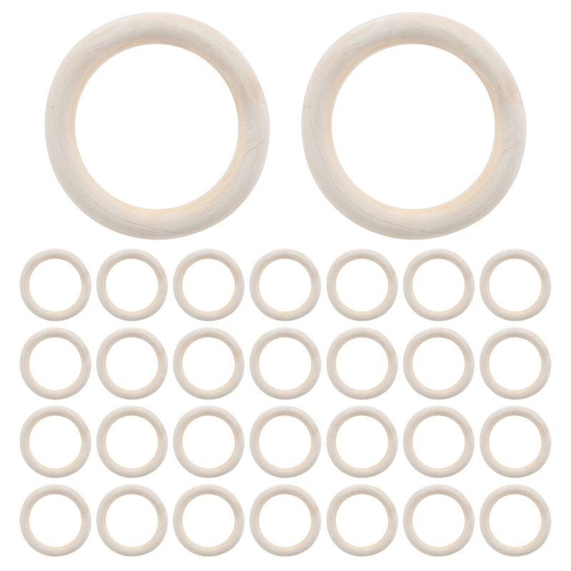 30Pcs 70Mm Wood Rings,Wooden Ring Wood Circles For DIY Crafts, Macrame Plant Hanger,Ornaments And Jewelry Making