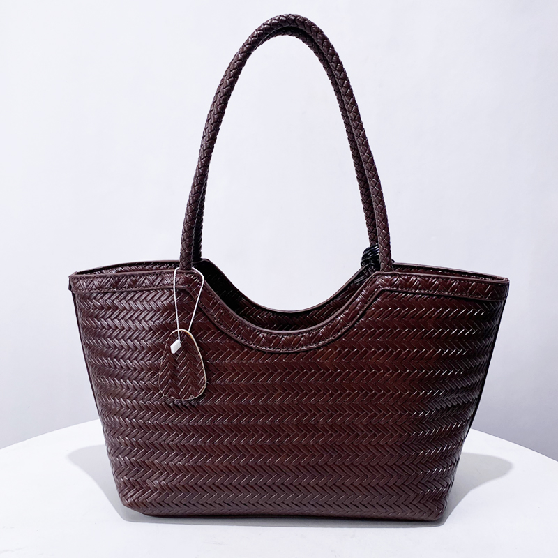 Borsa tote con goffratura intrecciata imitazione per donna Borsa di design di lusso 2025 Novità in vintage con tasca interna sulla spalla sotto le ascelle