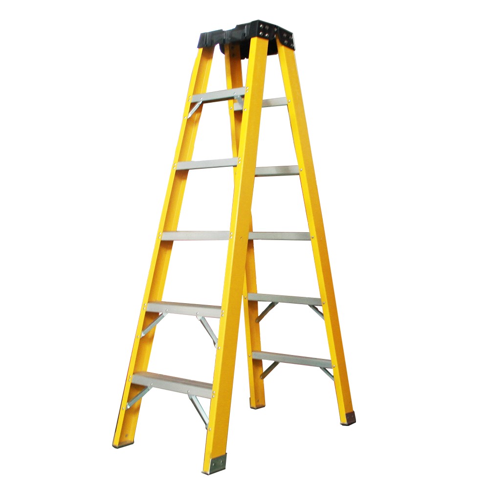 Escalera de fibra de vidrio de doble cara, extensión ajustable, escalera de aluminio tipo A