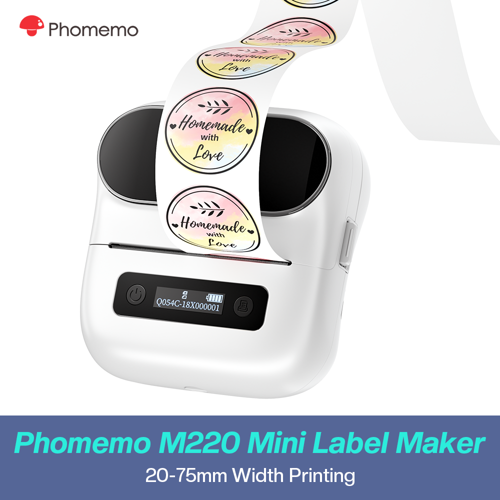 Phomemo M220 Bluetooth термопринтер этикеток 20-75 мм портативный прибор для изготовления этикеток 203 точек на дюйм для штрих-кода адреса почтовые файлы этикетки Compati