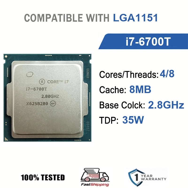 Intel Core i7-6700T 4-core 8-thread 2,8 GHz 35W 8MB cache 14nm LGA1151 SR2BU / SR2L3 DDR4 2133 MHz Skylake HD Graphics 530