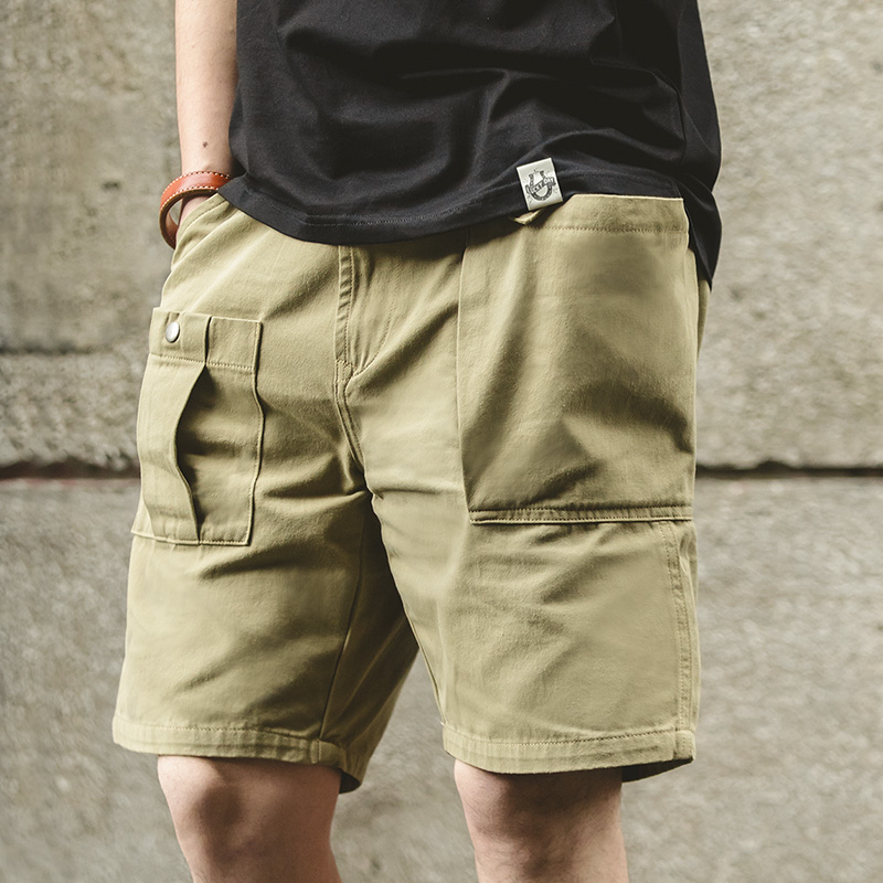 Maden Vintage Big Pocket Cargo Shorts Herren Amekaji Casual P37 Kurze Hosen Sommer Einfarbig 100 % Baumwolle Taktische Shorts