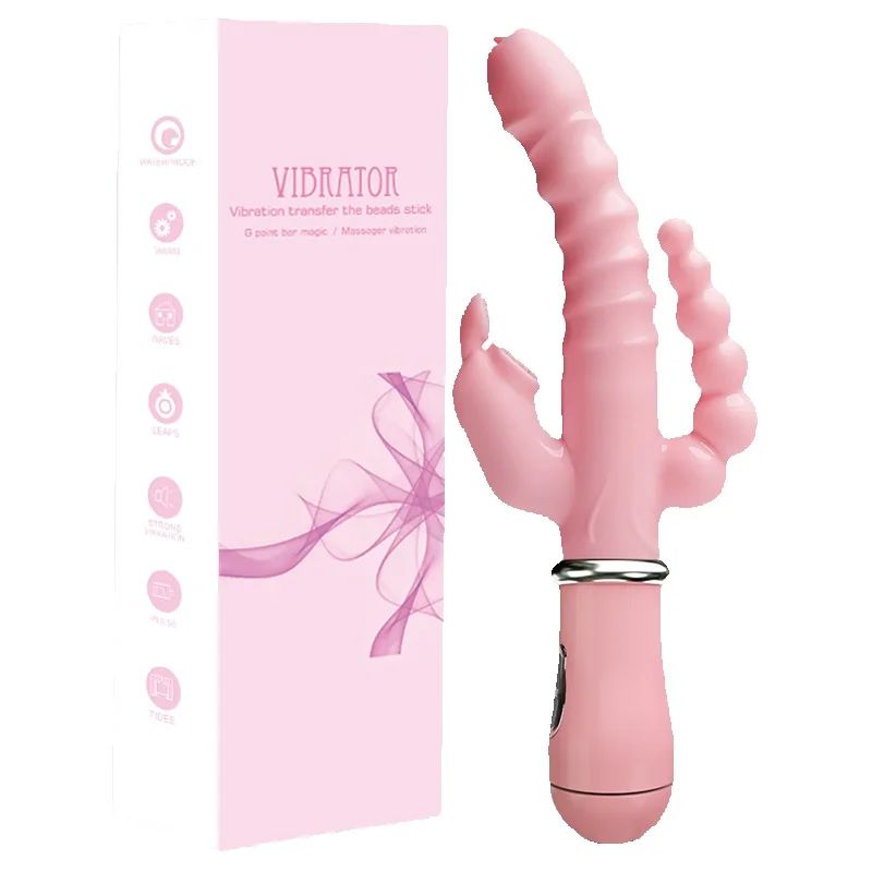 Dildo Vibrator Dildo 3 dalam 1, mainan seks dewasa untuk wanita Masturbator Vagina penjepit G Spot, alat masturbasi