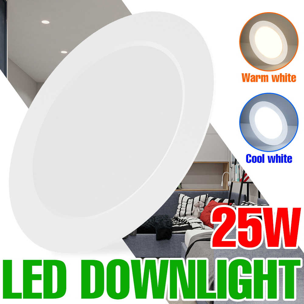 Lámpara LED de techo de 25W, luz empotrable redonda, foco interior de 220V, iluminación blanca cálida/fría para el hogar, sala de estar, 5W, 10W, 15W, 20W
