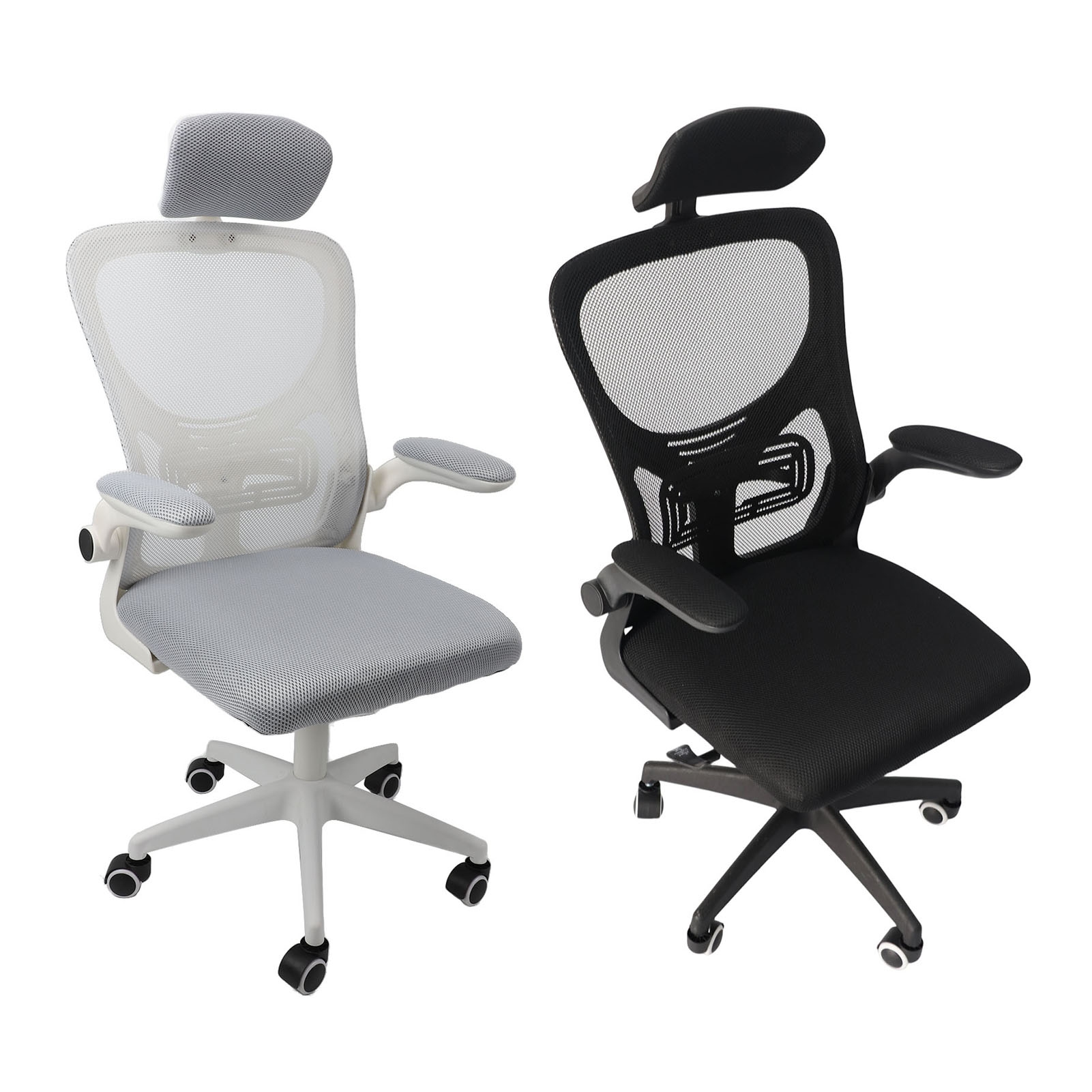 Silla Silla de ordenador Reposabrazos giratorios de 90 grados Reposacabezas 3D Capacidad de carga de 330,7 lb con 5 ruedas para el trabajo