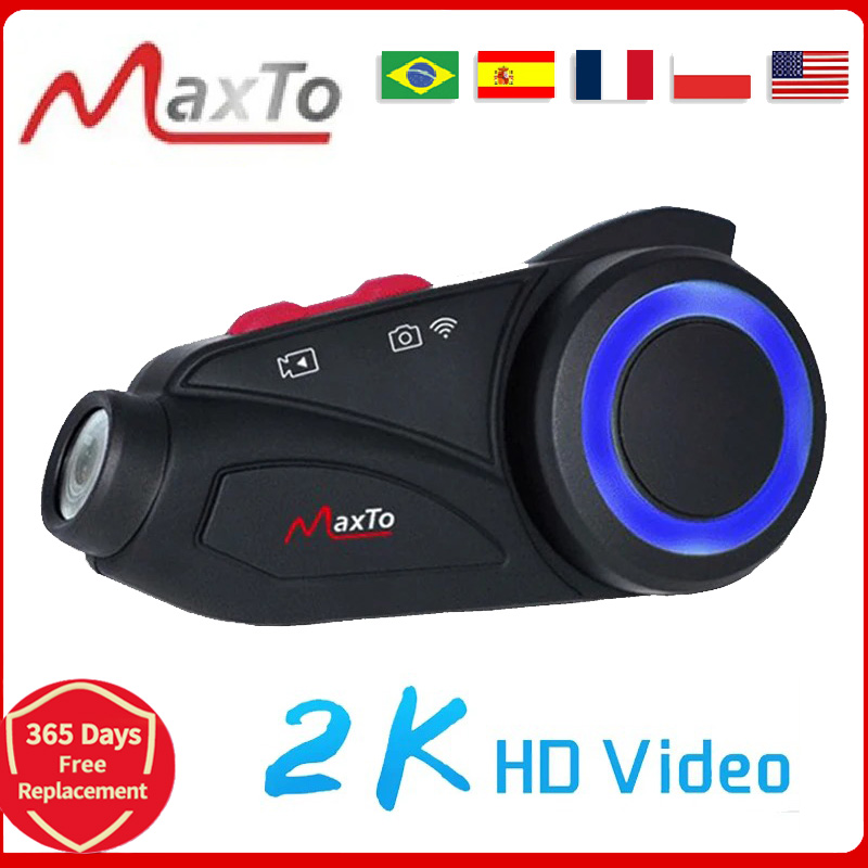 Maxto M3S オートバイヘルメットヘッドセット Bluetooth インターホン防水ソニーレンズ WiFi 1440p ビデオレコーダー DVR インターホン