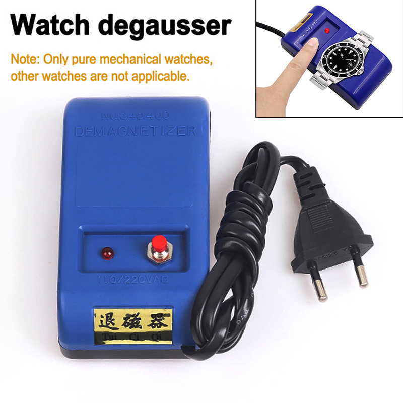 Desmagnetizador de relojes, herramienta de reparación de relojes de cuarzo mecánico, herramienta de desmagnetización eléctrica profesional para relojero, enchufe europeo