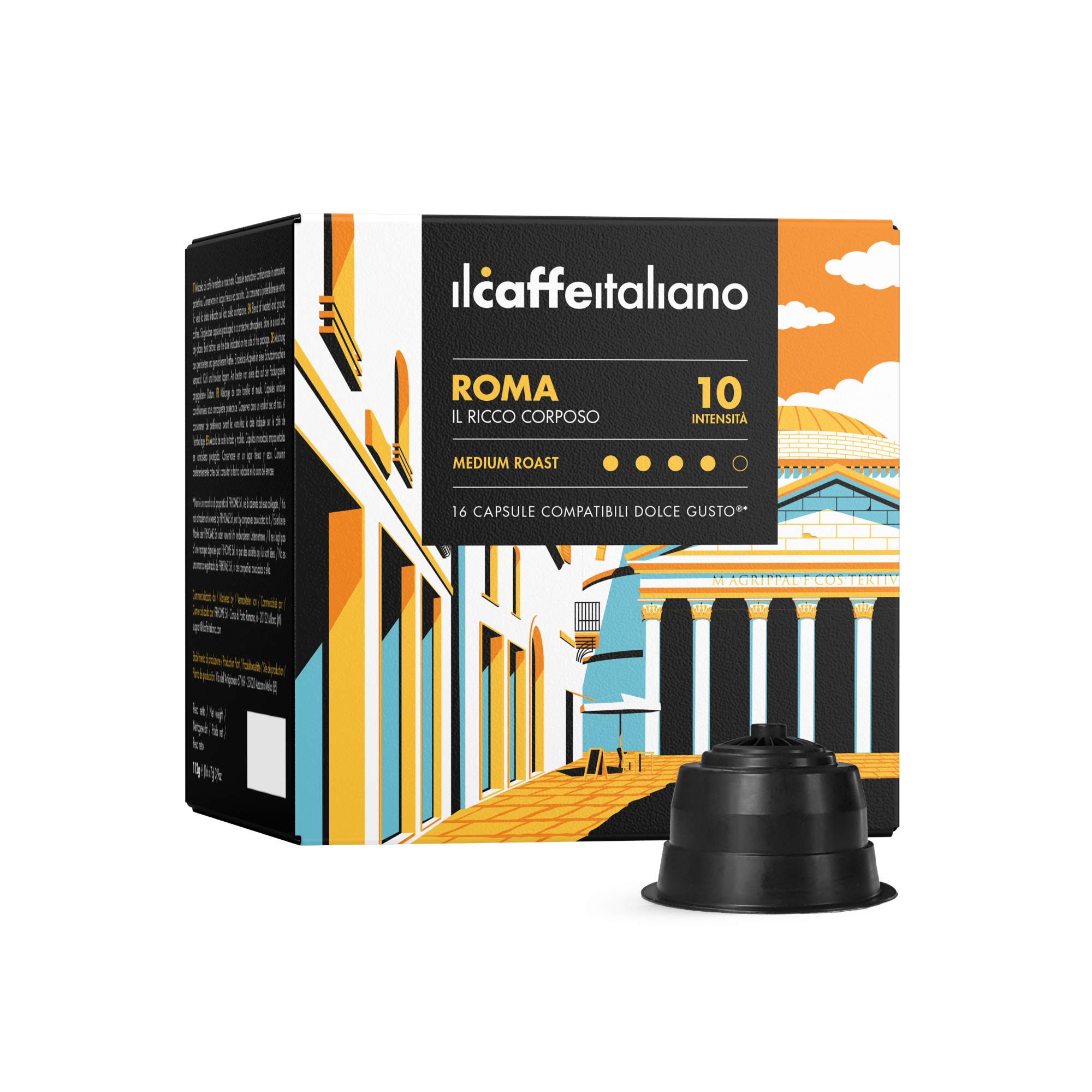 96 Kapseln Caffè Roma-Intensität 10 - Italienischer Kaffee - Dolce Gusto Kompatible Kapseln ®