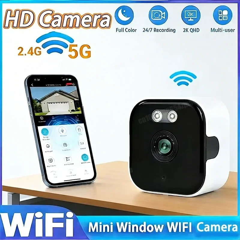 Mini-Fensterkamera Ersetzt Außenkameras 2,4/5GHz WLAN-Kamera 3MP Auflösung Vollfarbige Nachtsicht Durch-Fenster-Kamera
