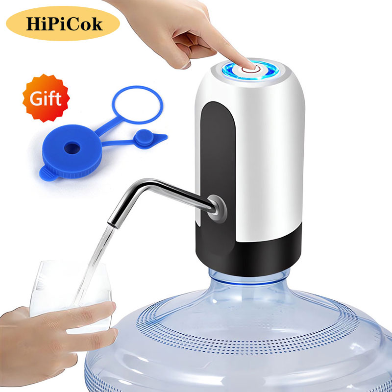 HiPiCok ปั๊มน้ําขวด ตู้น้ํา 19 ลิตร ชาร์จ USB ปั๊มน้ําไฟฟ้าแบบพกพาอัตโนมัติ พร้อมฝาถังสากล