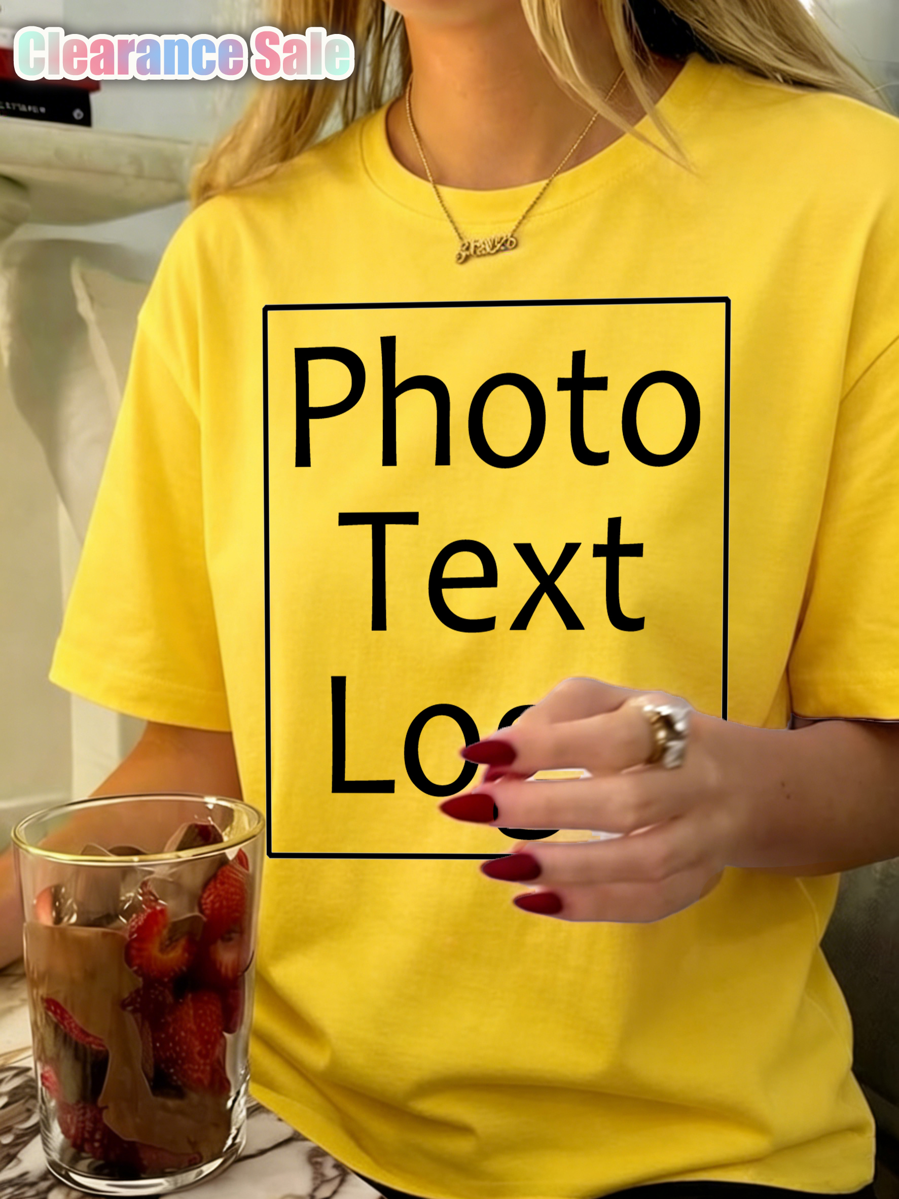 Em Promoção: Camiseta Feminina Personalizada Casual Simples de Manga Curta Macia com Gola O Solta para o Dia a Dia e Trabalho
