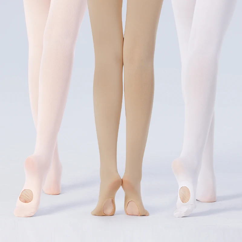 Meia-calça de balé profissional para mulheres e meninas, meia-calça macia de dança 60d, meias sem costura com furo