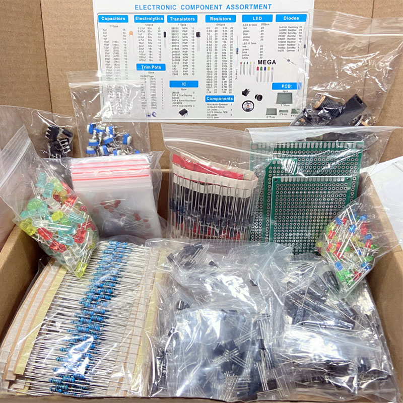 1818pcs capacitores comuns resistores capacitores T0-92 LED transistores placa PCB DIP-IC RM065 diodos kit de componentes eletrônicos
