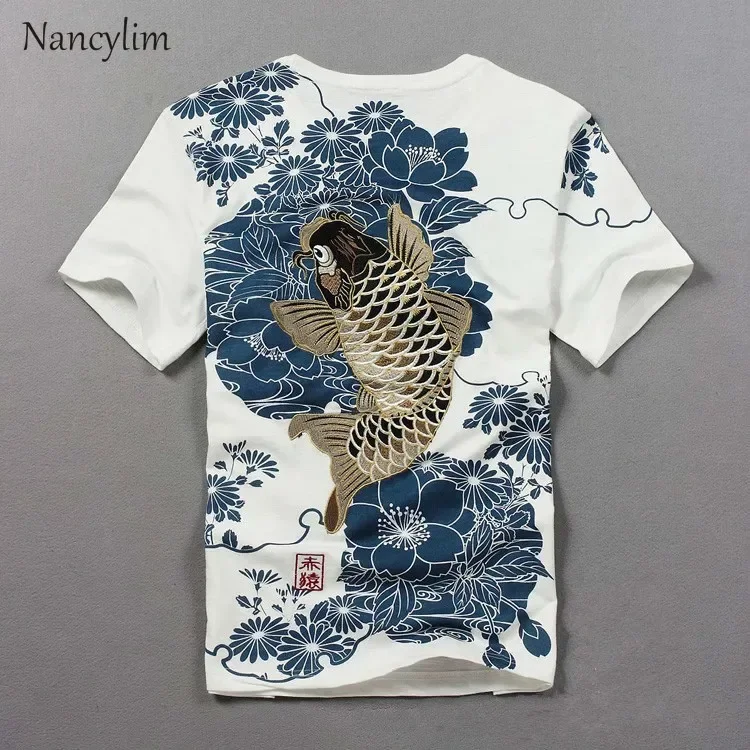 Camiseta bordada para hombre y mujer, camiseta Harajuku de manga corta con tatuaje, Top de algodón