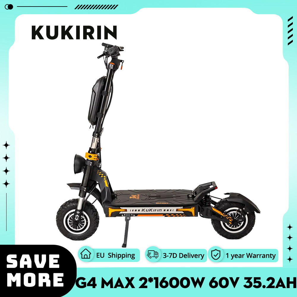 Kukirin G4 Max Off-Road Elektrische Scooter 2*1600W Motor 60V 35.2ah 95Km Max Bereik 86 Km/h Max Snelheid Voor En Achter Zuiger Olierem