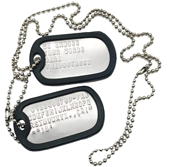 Ensemble militaire d'étiquette de chien en acier inoxydable, 2 colliers personnalisés de Style militaire avec silencieux de chaîne à billes, colliers personnalisés