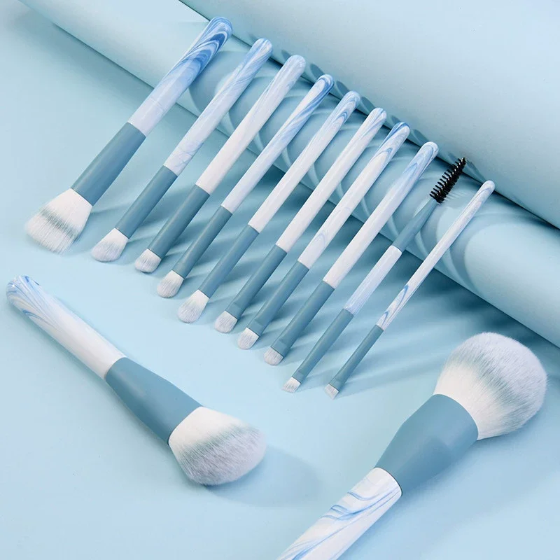 12 pçs conjunto de pincéis de maquiagem ultra macio em pó ferramentas de maquiagem ponto iniciante blush escova corretivo faca borda delineador