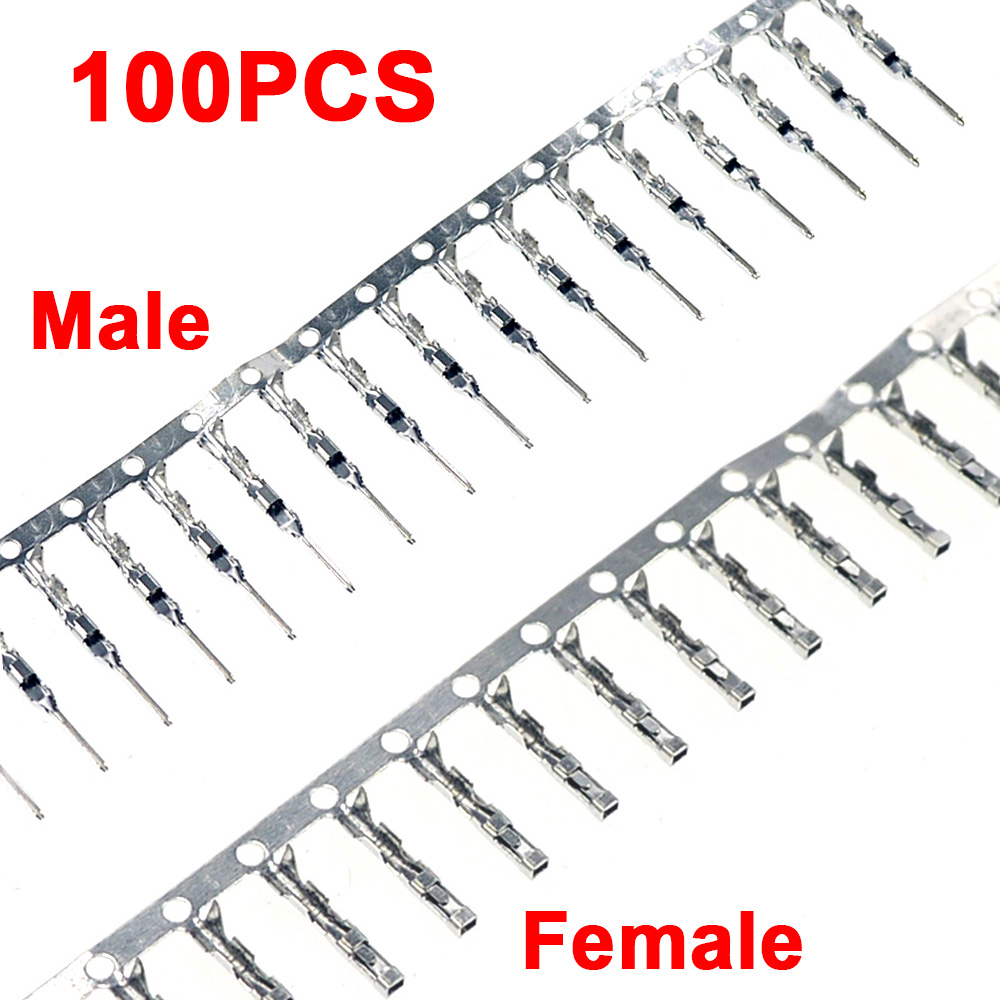 100 Uds conector Dupont 2,54mm Cable de puente conector de clavija Terminal conector de clavija macho hembra para puente de carcasa