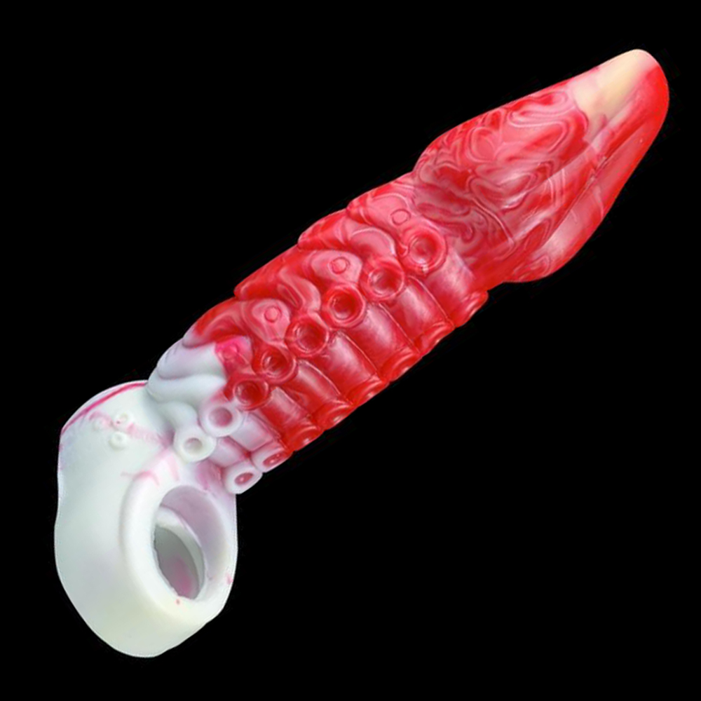 Realistyczna ośmiornica nakładka na penisa miękka silikonowa zabawka erotyczna dla par osłona na kutasa gra BDSM 18cm przydatna Fantasy Animal Cock Extender