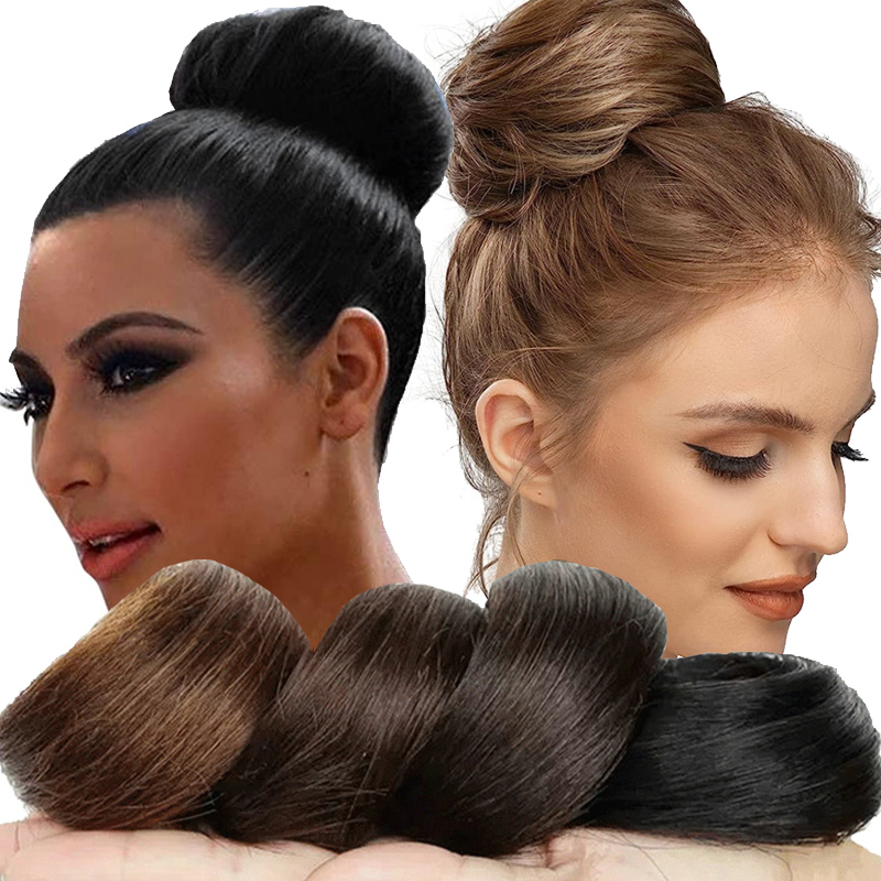 Synthetic Messy Bun Scrunchies para mulheres, cabelo encaracolado e reto, Updo bandas de cabelo, elástico Hairpieces, Volume franja, novo