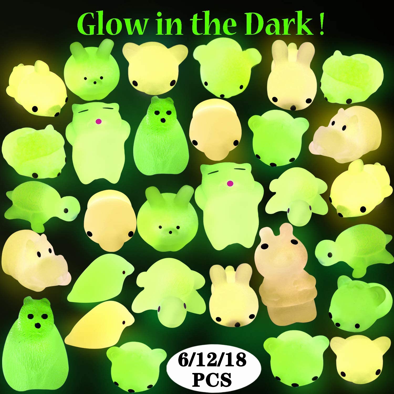 6/12/18 個発光餅スクイーズ、餅スクイーズ動物ストレスおもちゃ、ミニストレス解消おもちゃ餅動物おもちゃかわいい