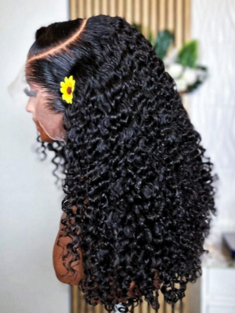 Peruca de Cabelo Virgem Brasileiro Cacheado Kinky Curly Preto Natural de Alta Densidade 250% com Renda HD 13x6 e 13x4 Transparente, Ideal para Ondas Jerry Curly, Pré-Pronta com Baby Hair para Mulheres