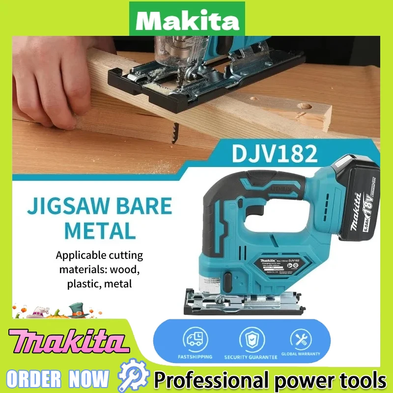 Makita DJV182Z 340W rompecabezas sin escobillas plantilla eléctrica con hoja de sierra mango de barril inalámbrico rompecabezas herramienta eléctrica de carpintero portátil