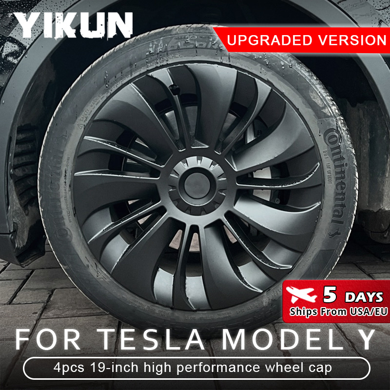 4 pçs tampa do cubo da roda de substituição do carro 19 Polegada desempenho automóvel hubcap capa completa acessórios para tesla modelo y 2023 2024