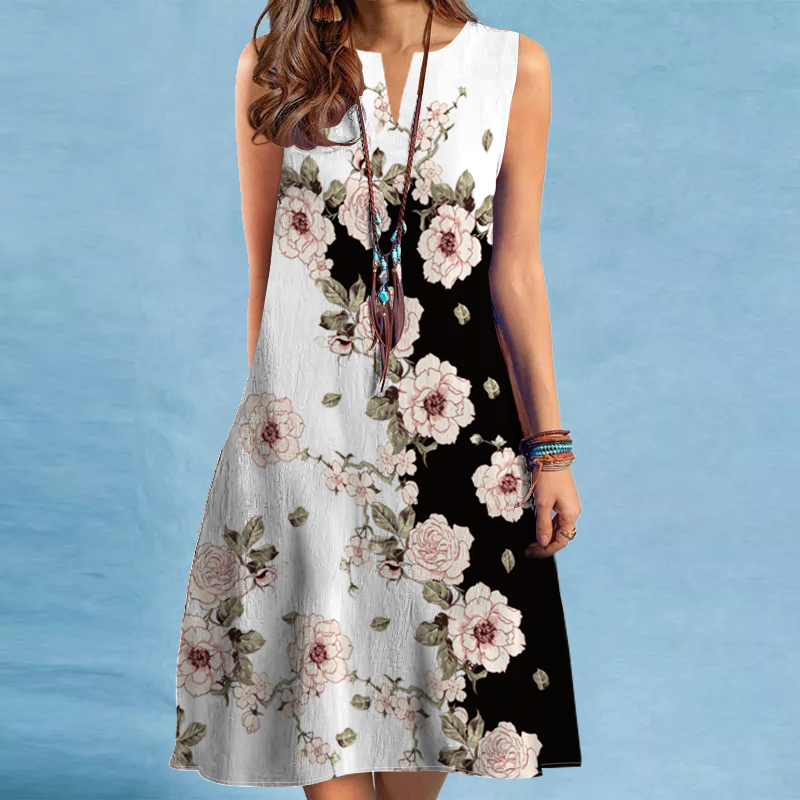 Robe transfrontalière européenne et américaine pour femmes, col en V, fibre sexy, imprimé, grand ourlet, commerce extérieur, nouveau, 2024