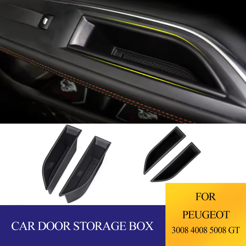 Boîte de rangement pour poignée de porte avant de voiture, plateau pour Peugeot 3008 4008 5008 GT 2016-2023, accessoires de style intérieur automobile