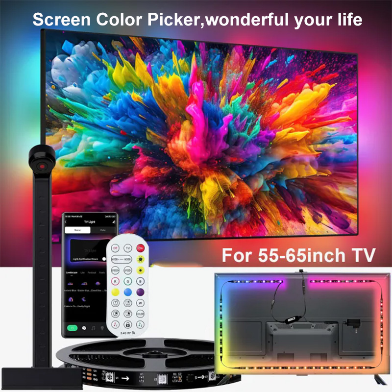 Luz de fondo para TV, sincronización de música, tira de luces inteligentes, captación de Color, luz LED RGBIC, pantalla de 50-75 pulgadas, aplicación remota para juegos, luz ambiental para el hogar