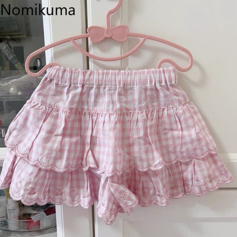 Японская летняя юбка Faldas Mujer De Moda 2022, женская юбка с высокой талией Jupe Kawaii, модная клетчатая мини-юбка Y2k, розовые милые юбки