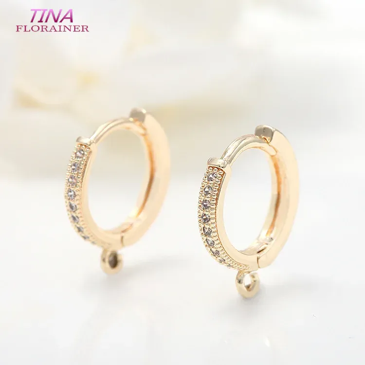 Suministros para hacer pendientes, pendientes de aro de circón con incrustaciones chapadas en oro de 14k, ganchos, cierres para pendientes, accesorios, joyería DIY