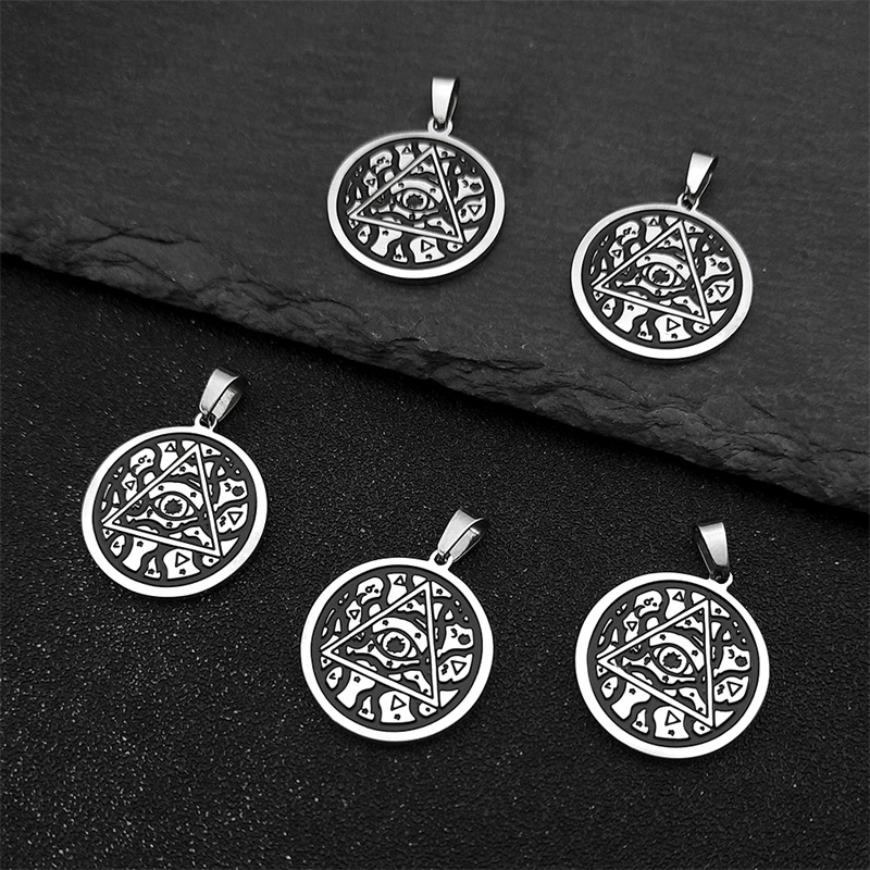 5PCS Eye of Horus Evil Eye Pendant for Women Men Stainless Steel Silver Color Making DIY Jewelry Gift Spiritual Amulets1806-4