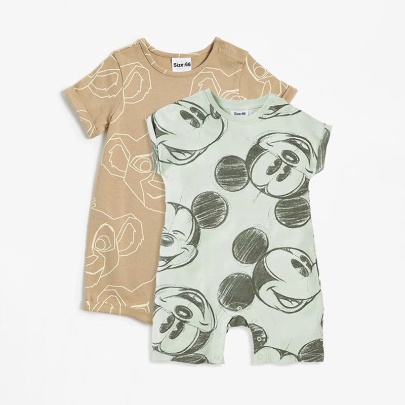 2 szt. Śpioszki dla niemowląt z nadrukiem Myszki Miki Śliczne Simba Print Niemowlę Onepiece Letnie noworodki Chłopiec Dziewczyna Ubrania