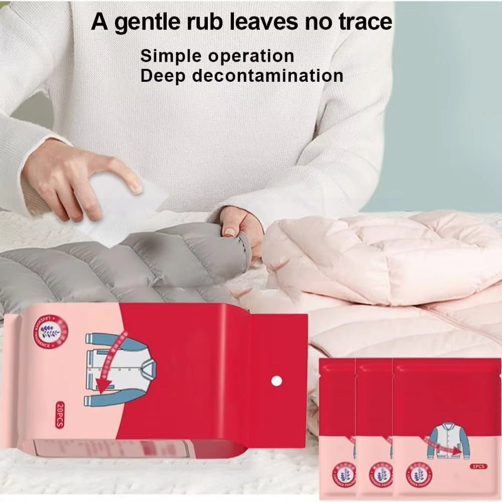 20/50/100Pcs Non Washing Clothes Stain Removal Wet Wipes Disposable High Performance Clothes Decontamination Wipes Effective