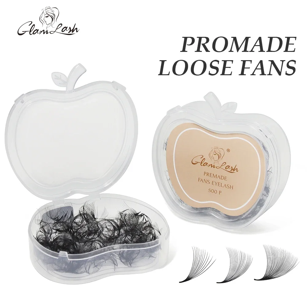 GLAMLASH-Pointy Base Eyelash Extensões, comprimento único, tronco médio, fãs Premade Volume, maquiagem, solto, 10D12D14D16D20D30D40D