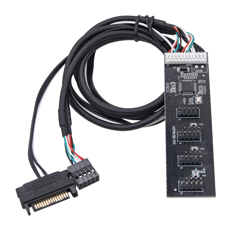 ใหม่ USB2.0 HUB Riser การ์ด 9Pin to 4x 9Pin Splitter ถึง 8 พอร์ต 60 ซม.9-Pin สาย FE2.1 ชิป SATA แหล่งจ่ายไฟสําหรับเดสก์ท็อป