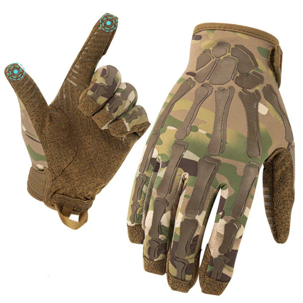 Guantes de motocicleta con pantalla táctil para hombre y mujer, guantes tácticos de dedo completo con esqueleto antideslizante transpirable de seda helada