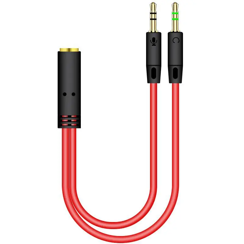 Cabo divisor Y para fone de ouvido, macho para fêmea AUX, cabo de áudio, MP3, MP4, ficha estéreo, adaptador Jack, 2 em 1, 3,5mm