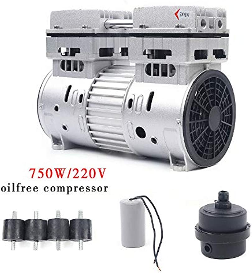 Tête de compresseur d'air comprimé silencieuse, 750W/1HP, 8 bars, unité de compresseur d'air sans huile, 1400 tr/min, 220V, 145l/min