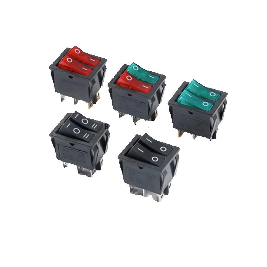 KCD6 KCD8 Bootstyp Rocker Twin Lamp Duplex Netzschalter 16A 250V 20A 125V 4/6 Pin 2/3 Geschwindigkeit Schwarz Rot Grün mit LEDs