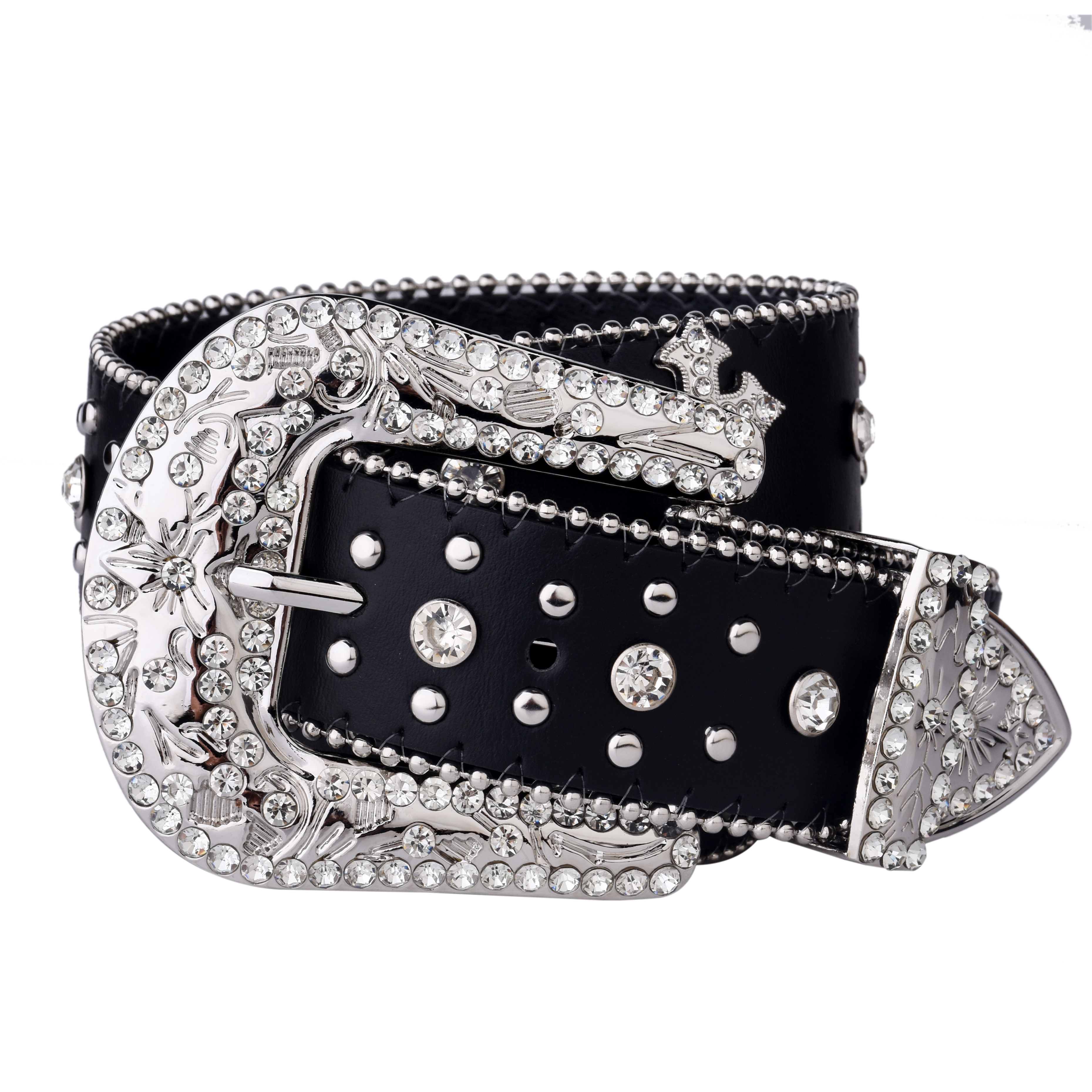 Preto cruz rebite cinto gravado fivela strass decoração cinto do plutônio hip hop jeans calças cinto punk ocidental cowboy cowgirl cintos