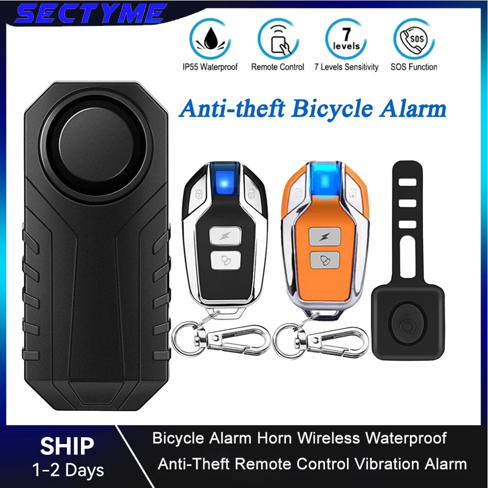 Sectyme Xe Đạp Báo Động Sừng Không Dây Chống Nước Chống Trộm Điều Khiển Từ Rung Báo Động Cho Xe Đạp Xe Máy Xe Điện