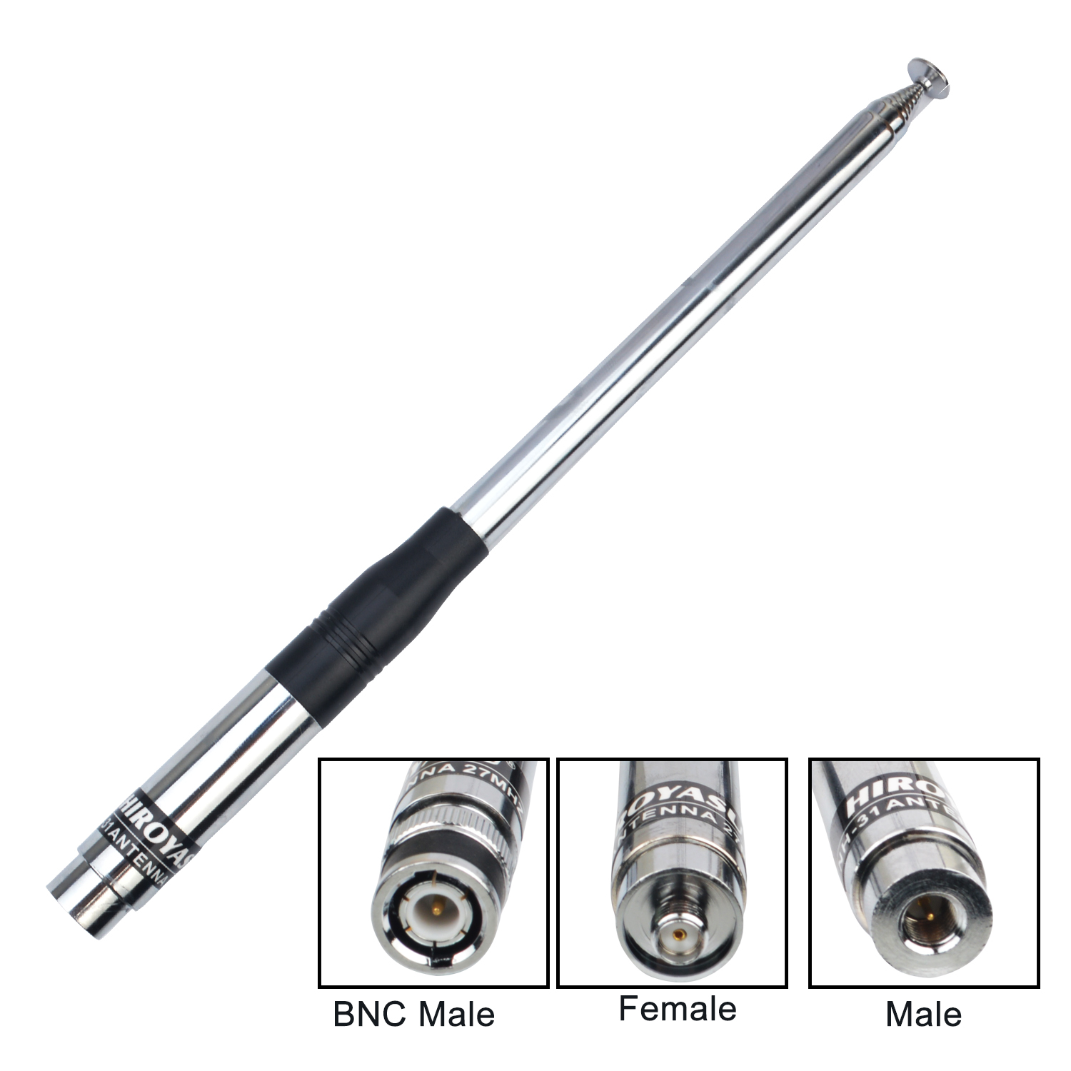 NH-31 Hiroyasu 27MHz Walkie Talkie antena CB extendida de mano con plegado 2.15dBi 20W BNC/SMA-macho/SMA-hembra para opciones