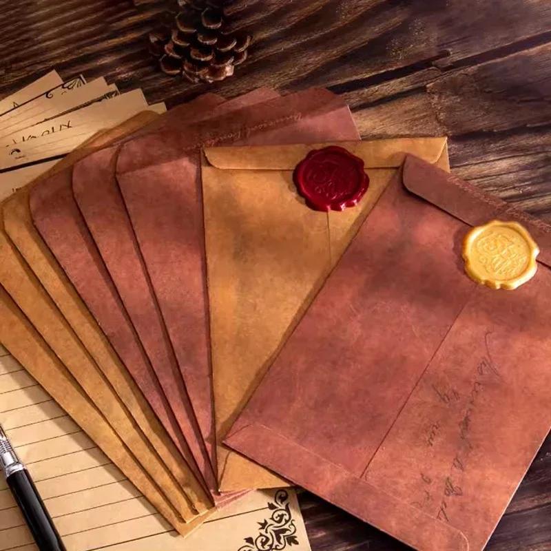 Enveloppe Kraft Vintage rétro faite à la main, carte postale, lettre d'amour, écriture, emballage cadeau, sac de rangement, cartes d'invitation et de vœux
